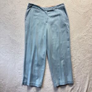 Tommy Bahama Pants Women Sz 10‎ Blue 100% Silk Cropped High Waist